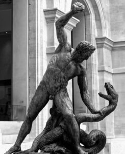 Hércules lutando contra Aquelau transformado em serpente